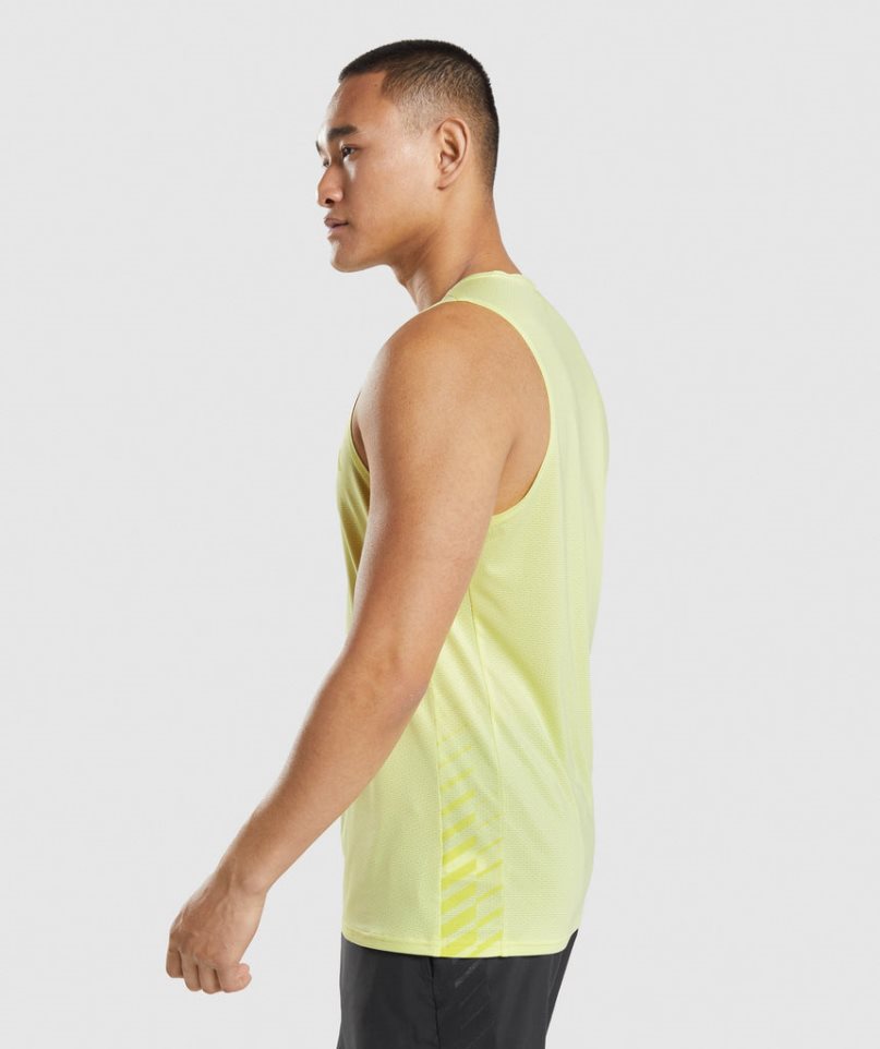 Men's Gymshark Sport Stripe Tanks Yellow | CA D1A53N